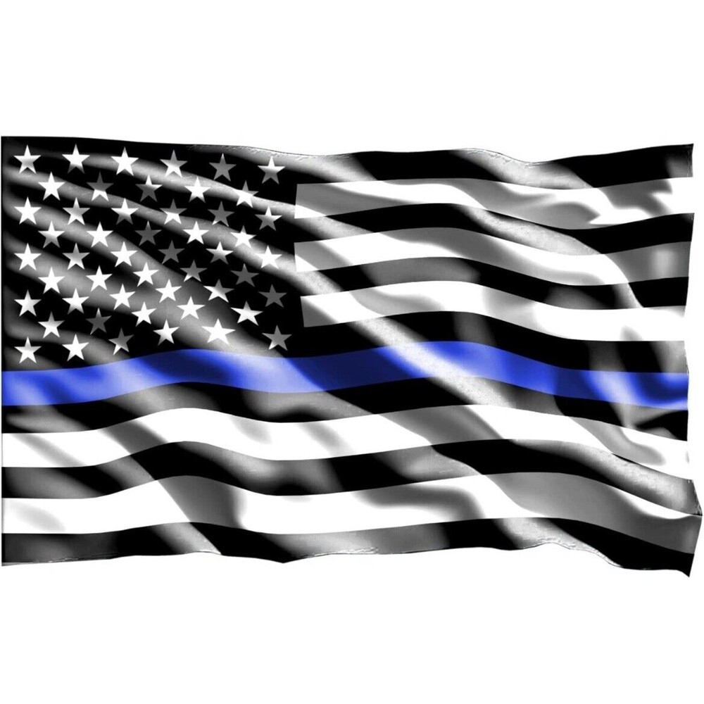 Thin Blue Line American Flag 3x5 ft US Black & White Police Policemen Support